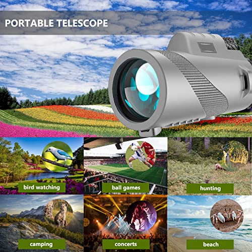 80x100 HD Monocular Telescope High Powered Monocular for Adults with Smartphone Adapter Monocular Scope for Stargazing Hiking Wildlife Watching