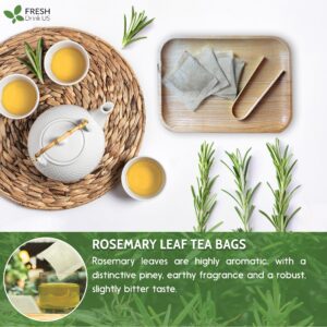 FreshDrinkUS, 100 Rosemary Leaf Tea Bags, Made with 100% Natural Rosemary Dried Leaves, Pure Rosemary Herbal Tea, No Additives, No Caffeine, No Gluten, Vegan.