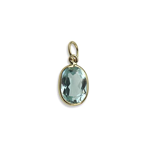 Sky Blue Topaz Charm 8x6 Handmade In 14k Yellow Gold