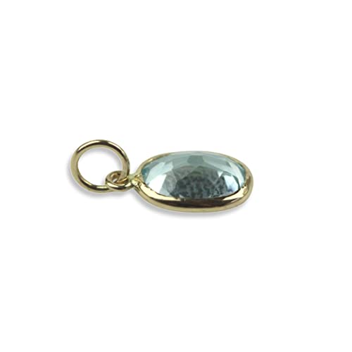 Sky Blue Topaz Charm 8x6 Handmade In 14k Yellow Gold