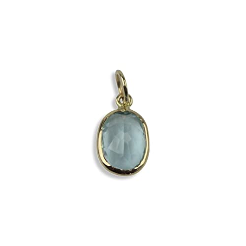 Sky Blue Topaz Charm 8x6 Handmade In 14k Yellow Gold