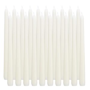 flamecan ivory taper candles, set of 20 unscented and smokeless 10 inch taper candles long burning, paraffin wax with cotton wicks for burning approxinately 7-8 hours time