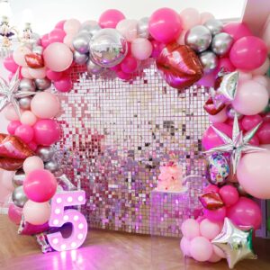 RUBFAC 87pcs Hot Pink Balloons Different Sizes 18 12 10 5 Inches Premium Magenta Pink Latex Balloons for Valentine's Day Girl Birthday Party Wedding Bridal Shower Baby Shower Garland Arch Decorations