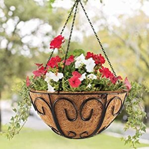 2 Pack Metal Hanging Planter Basket with Coco Coir Liner Chain Round Wire Plant Holder Flower Pots Hanger Garden Decoration Porch Decor Watering Hanging Baskets Indoor Outdoor (BUTTERFLY SHAPE)