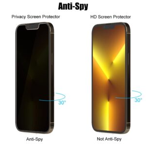 UZWZW (3+3) For iPhone 13 Pro (6.1") (3 Pack) Anti Spy Private Tempered Glass Film Privacy Screen Protector and (3 Pack) Camera Lens Protector [Not Affect Flash], 9H Hardness, Anti Scratch