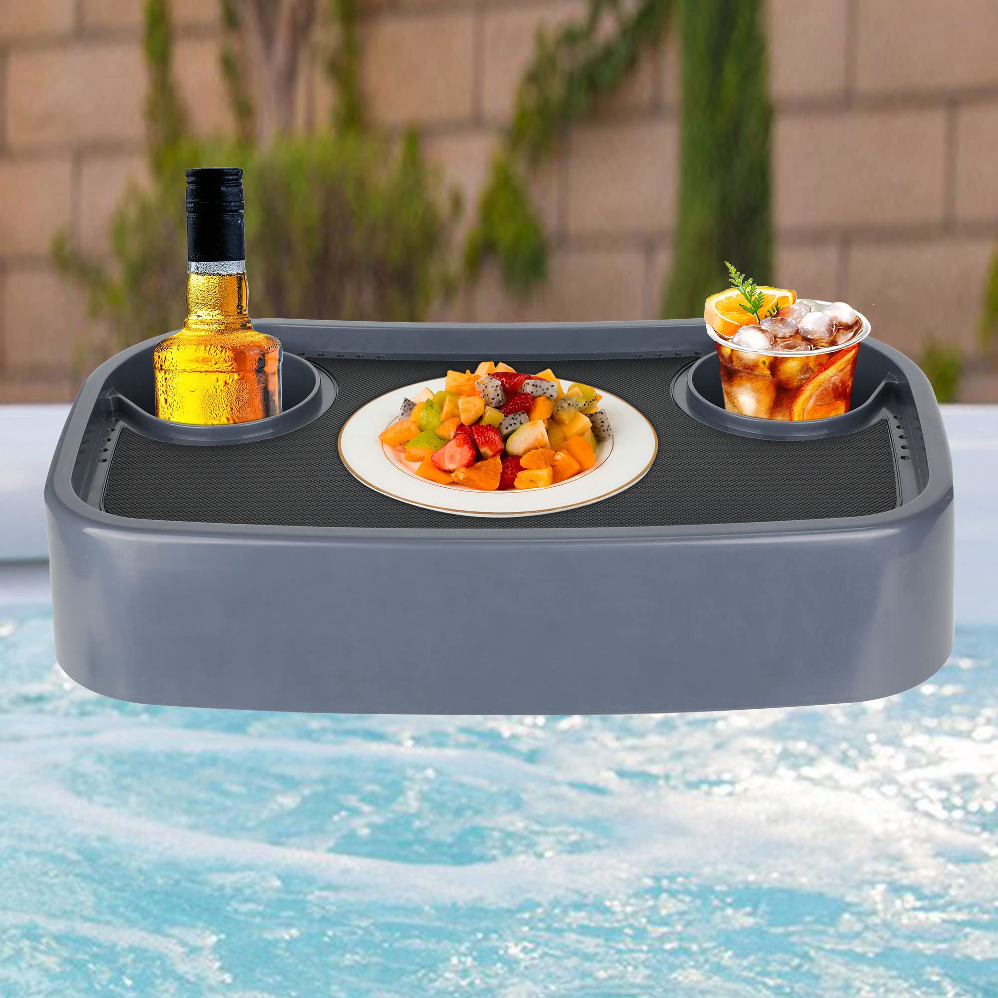 Hot Tub Tray, Hot Tub Drink Holder, Adjustable Hot Tub table, Hot Tub Table Tray with 2 Cup Holders, Nonslip Heavy-Duty Hot Tub Shelf for Aboveground Bathtub, Spa, Hot Tub Accessories for Adults