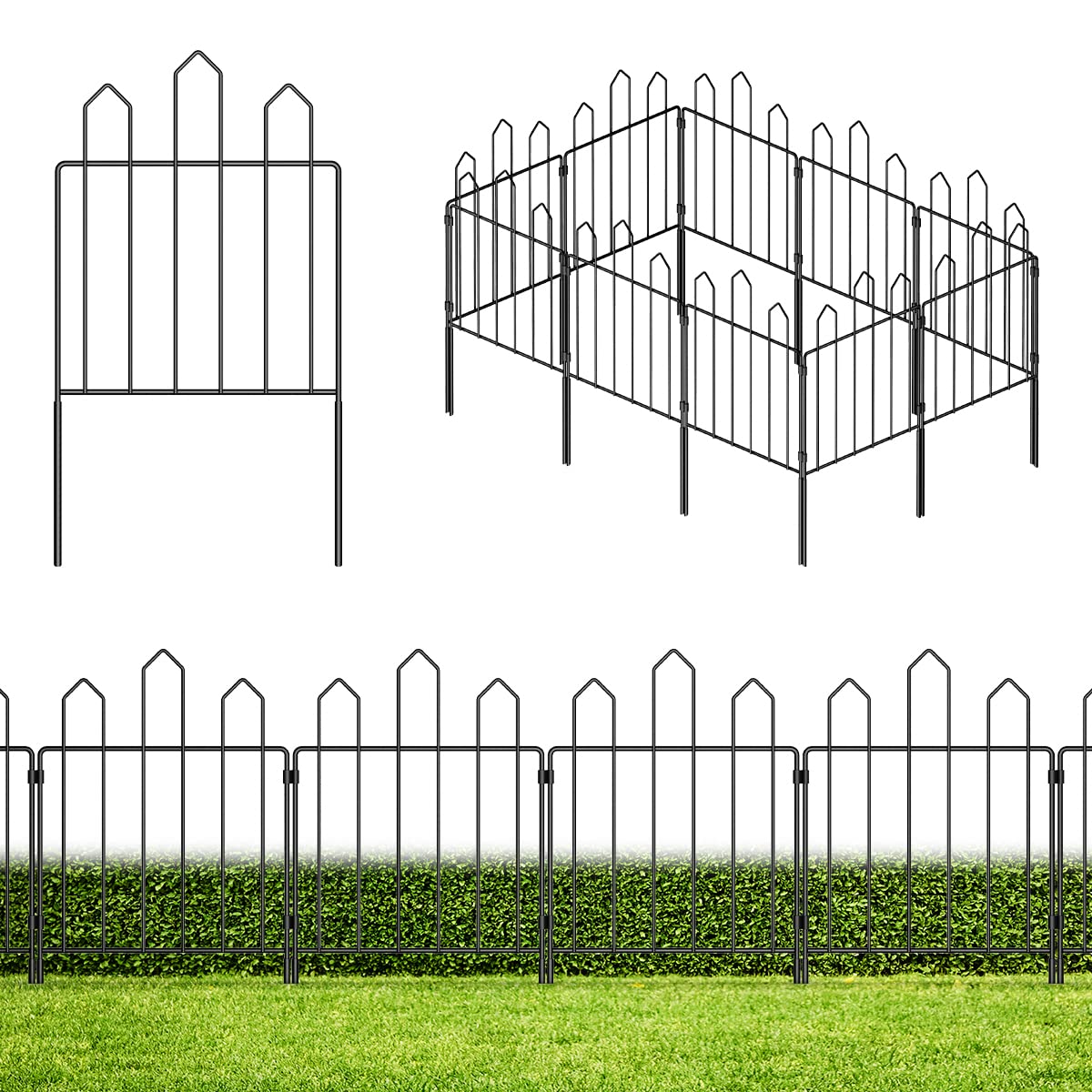 Garden Fence 10 Pack, 10.5ft (L) x 23.6in (H) Garden Decorative Fence, Rustproof Metal Wire Garden Fence Border for Outdoor Yard Landscape Patio, Small Animal Barrier Fence for Dog Rabbit Pet