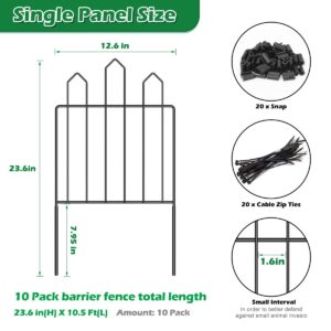 Garden Fence 10 Pack, 10.5ft (L) x 23.6in (H) Garden Decorative Fence, Rustproof Metal Wire Garden Fence Border for Outdoor Yard Landscape Patio, Small Animal Barrier Fence for Dog Rabbit Pet