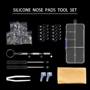 Tasainu Eyeglass Repair Kits, Eyeglass Repair Tools Kit Comes with 500 PCS of Glasses Screws, Silicone Nose Pads, Screwdriver Set and Screw Cap, Suitable The Repair of Most Styles of Glasses