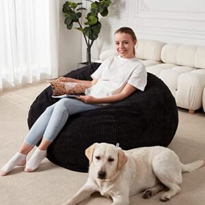 Homguava Bean Bag Chair: Teardrop Bean Bags with Memory Foam Filled, Compact Beanbag Chairs Soft Sofa with Corduroy Cover (Black)