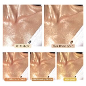 Melemando Moisturizing Body Luminizers 5 Colors Smooth and Shimmer Body Oil Long Lasting Liquid Body Highlighter for Face & Body & Leg (40ml, 04 Glistening Bronze)