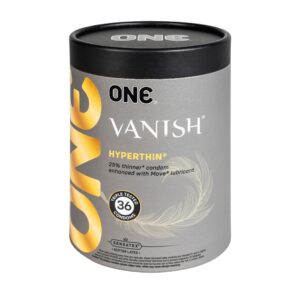 one® vanish® hyperthin® condoms | vegan-friendly ultra-thin latex condoms | non-gmo | natural rubber latex | 36 count