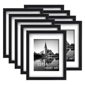 heart art 11x14 picture frame set of 9,display 11 x 14 frame for 8x10 picture frame with mat,11 by 14 picture frame for wall,gallery wall frame set,black