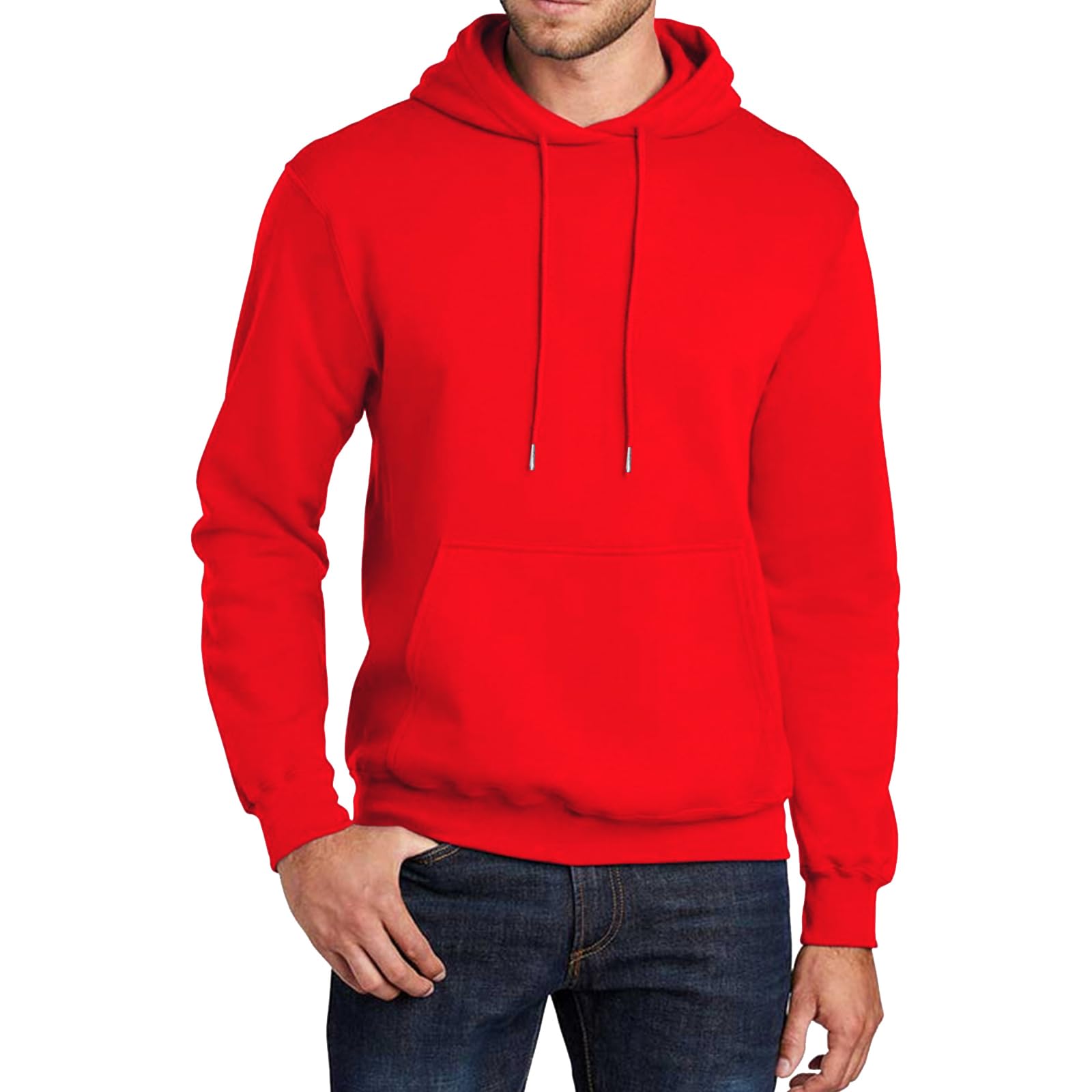 TUVEKE Red Men's Hoodie Sweatshirt Pullover Fleece Hooded Athletic Sweat shirt For Men Hoodies Long Sleeve Kangaroo Pockets M