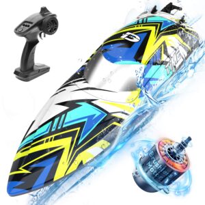 deerc brushless remote control boat, 30+ mph racing rc boat, full proportional 2.4ghz speed boat,selfrighting fast boat with led light for adults & kids