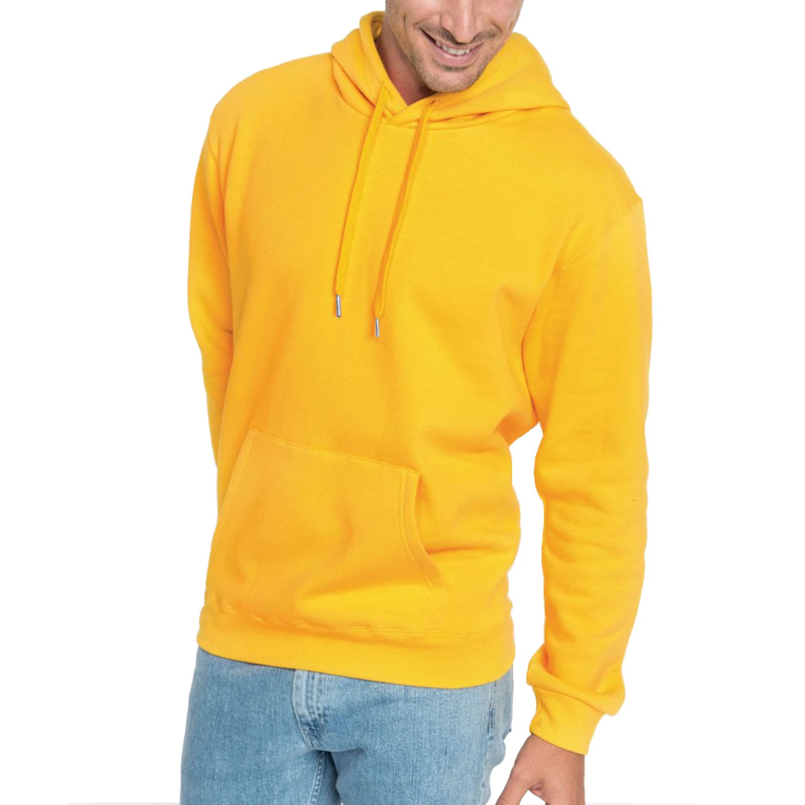 TUVEKE Yellow Men's Hoodie Sweatshirt Pullover Fleece Hooded Athletic Sweat shirt For Men Hoodies Long Sleeve Kangaroo Pockets S