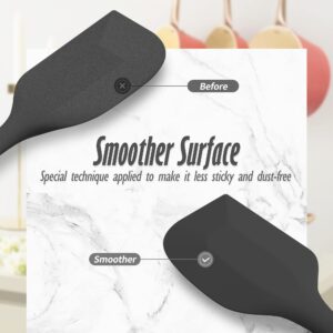 Permanent Warranty Silicone Spatula Set of 6 Heat Resistant 600 Food Scraper for Baking Cooking Mixing Scraping Nonstick Cookware Kitchen Utensils (Black)