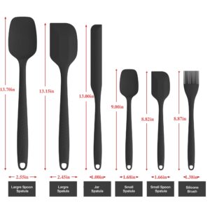 Permanent Warranty Silicone Spatula Set of 6 Heat Resistant 600 Food Scraper for Baking Cooking Mixing Scraping Nonstick Cookware Kitchen Utensils (Black)