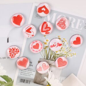 Glass Strong Heart Love Refrigerator Magnets,12 Pack Magnetic Fridge Stickers,Whiteboard Cabinet Locker Dishwasher Magnets for Kitchen Office Classroom Supplies (Heart Refrigerator Magnet)