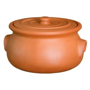 hakan handmade clay pot with lid, natural unglazed earthen cookware, terracotta pot, casserole dish, rice cooking, clay pot, terracotta pan, korean, indian, mexican dish, midi, 4.7 quarts (4.5 l)