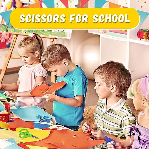 5" Kids Scissors, 24 Pack Blunt Tip Small Scissors Stainless Steel Safety Scissors, Comfort Grip Toddler Scissors for School Kids Classroom Children Craft Paper, School Supplies for Kids