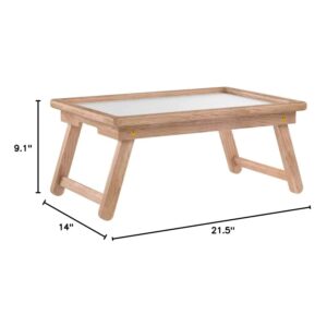 Oakestry Wood Ventura Bed Tray Natural/White with Foldable Legs Breakfast Tray for Sofa Bed Eating Working Used as Laptop Desk Snack Tray