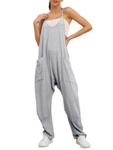 trendy queen grey jumpsuits rompers onesie for women casual summer clothes 2024 dressy maternity comfy loose baggy pants overalls jumpers