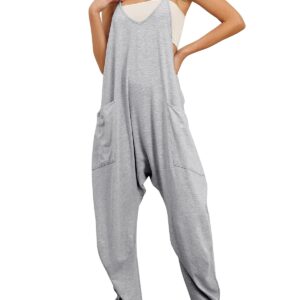 Trendy Queen Grey Jumpsuits Rompers Onesie for Women Casual Summer Clothes 2024 Dressy Maternity Comfy Loose Baggy Pants Overalls Jumpers