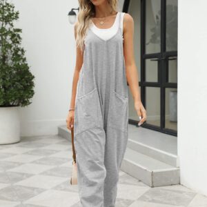 Trendy Queen Grey Jumpsuits Rompers Onesie for Women Casual Summer Clothes 2024 Dressy Maternity Comfy Loose Baggy Pants Overalls Jumpers