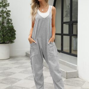 Trendy Queen Grey Jumpsuits Rompers Onesie for Women Casual Summer Clothes 2024 Dressy Maternity Comfy Loose Baggy Pants Overalls Jumpers