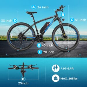 ANCHEER 27.5'' Electric Bike 500W(Peak 750W) Electric Mountain Bike, 55 Miles Range & 22 MPH, 3H Fast Charge, 48V/10.4Ah Removable Battery, Electric Bike for Adult 21 Speed (Hummer, Blue)