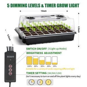 Carzos Seed Starter Tray Kit with Grow Lights, 1 Pack 40 Cells Seed Trays with Humidity Dome, Mini Greenhouse for Seeds Growing Starting Sprouting Germination