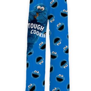 BRIEF INSANITY Lounge Pajama Pants for Men and Women | Sesame Street Cookie Monster Tough Cookie Graphic Print Pattern Bottoms - Comfy, Ultra Soft, Unisex Loungewear Pants (Tough Cookie, Medium)