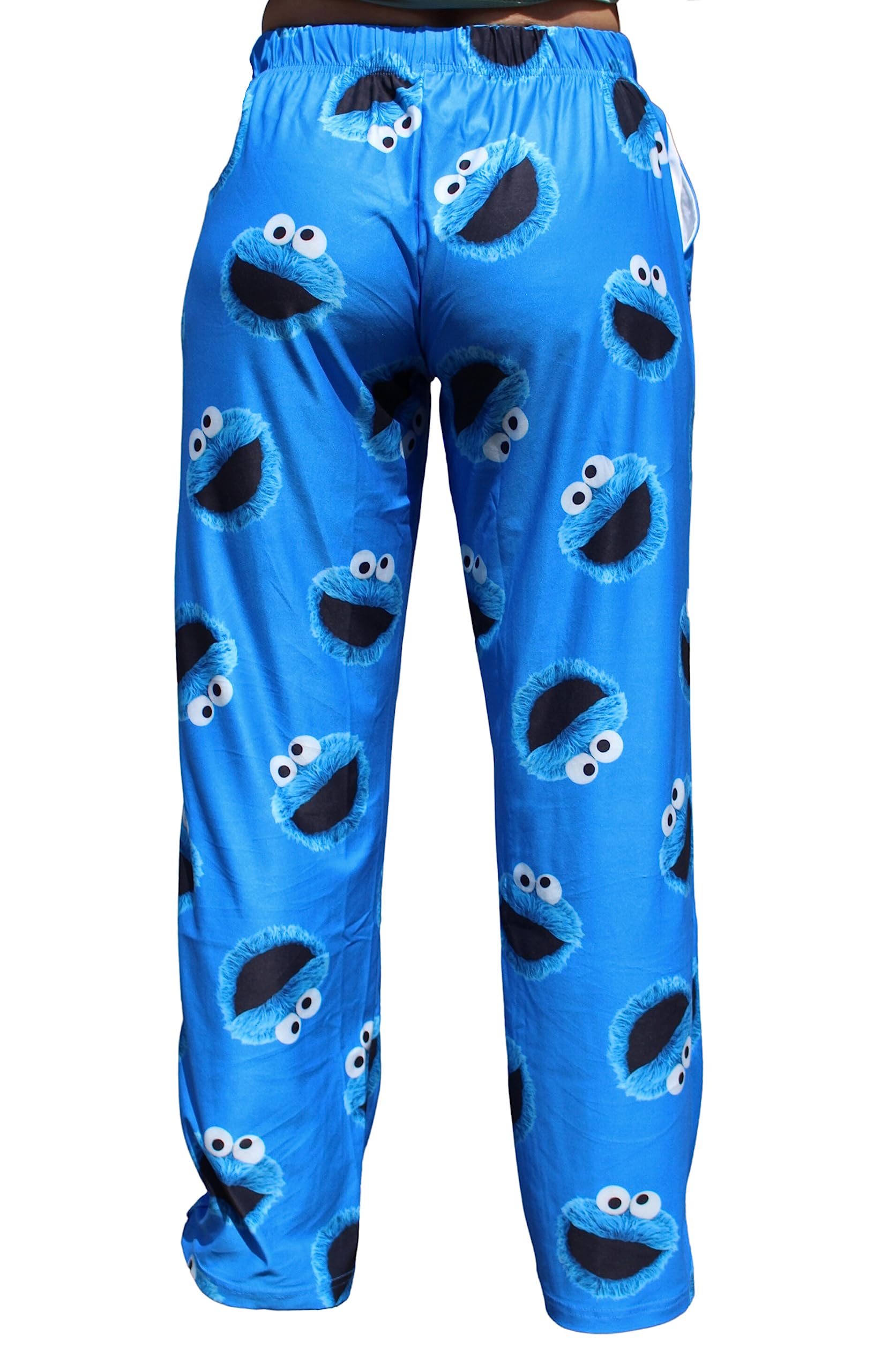 BRIEF INSANITY Lounge Pajama Pants for Men and Women | Sesame Street Cookie Monster Tough Cookie Graphic Print Pattern Bottoms - Comfy, Ultra Soft, Unisex Loungewear Pants (Tough Cookie, Medium)