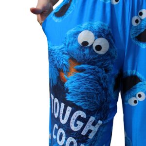 BRIEF INSANITY Lounge Pajama Pants for Men and Women | Sesame Street Cookie Monster Tough Cookie Graphic Print Pattern Bottoms - Comfy, Ultra Soft, Unisex Loungewear Pants (Tough Cookie, Medium)