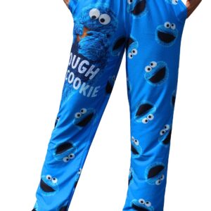 BRIEF INSANITY Lounge Pajama Pants for Men and Women | Sesame Street Cookie Monster Tough Cookie Graphic Print Pattern Bottoms - Comfy, Ultra Soft, Unisex Loungewear Pants (Tough Cookie, Medium)