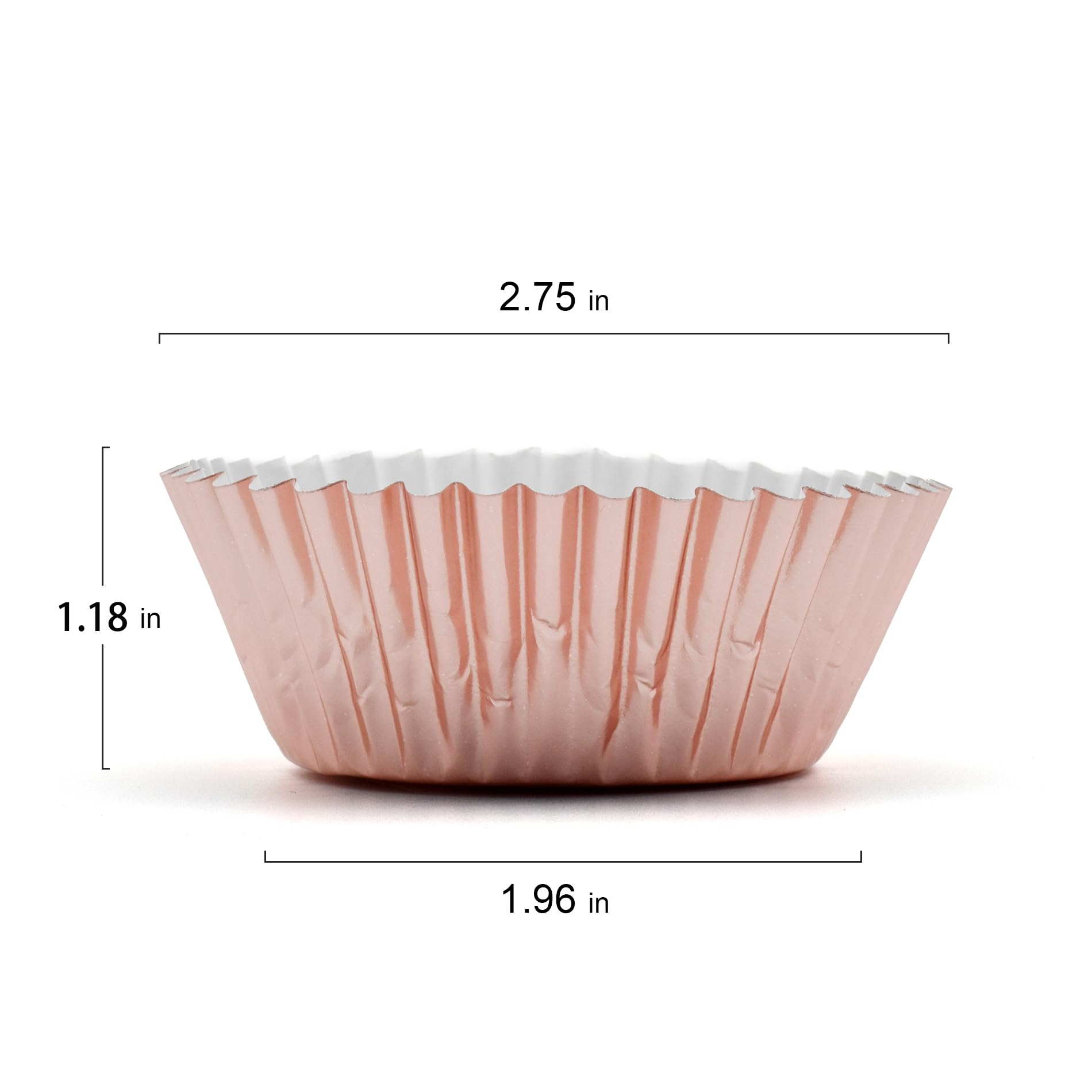 200 Pcs Rose Gold Foil Cupcake Liners Standard Baking Cups Muffin Paper Cases