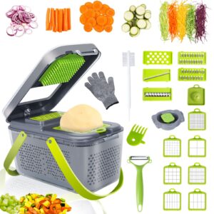 wtasup vegetable cutter, upgraded 22 piece kitchen mandoline slicer grater, dicer chopper cutter, drain basket, kitchen gadget set with containers, kitchen storage, mother's day gift, holiday gift