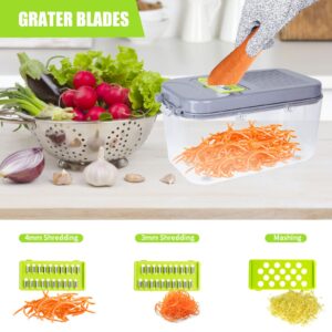 WTASUP Vegetable Cutter, Upgraded 22 Piece Kitchen Mandoline Slicer Grater, Dicer Chopper Cutter, Drain Basket, Kitchen Gadget Set with Containers, Kitchen Storage, Mother's Day Gift, Holiday Gift