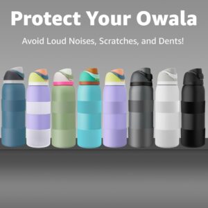 Jmoe USA Silicone Boot Sleeve + Hand Grip for Owala 40oz Water Bottle | BPA Free & Food-Grade Silicone Rubber | Protective Anti-Slip Bottom Bumper Cover | Protects Against Dents & Scratches (Frosted)