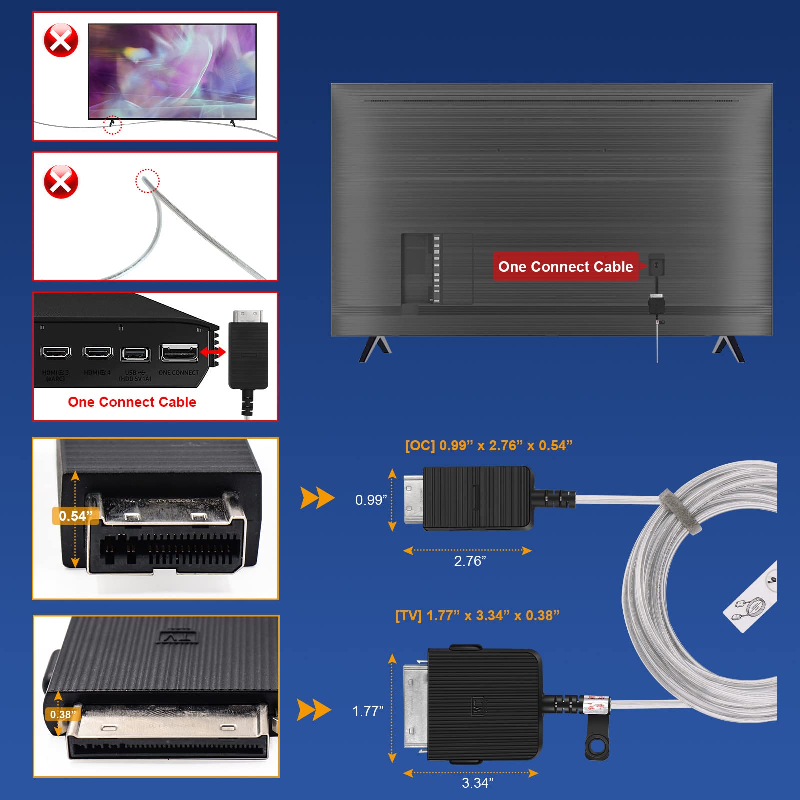 BN39-02470A Replacement one Connect Cable for Samsung TV QN75LS03TAFXZA,QN43LS03TAFXZA,QN55LS03BAFXZA,QN55LS03AAFXZA,QN75Q90RAFXZA,QN49LS03RAFXZA,QN55LS03TAFXZA,QN65Q90RAFXZA,QN50LS03AAFXZA