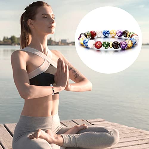 Pulsera Arus 7 Chakras Original,Healing Stones Bracelet Chakra Bracelets for Women 7 Chakra Bracelet Healing Crystal Stone Bracelets Yoga Balance Energy Volcanic Stones Bracelet Christmas Gifts