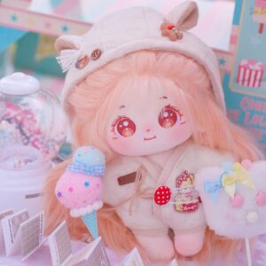 niannyyhouse 20cm Plush Doll Long Hair Girl Humanoid Stuffed Body no Attribute 8" Normal Body Dress Up Gifts (a-13-with skeleton)