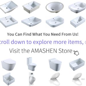 AMASHEN 24" Victoria Sink Without Pedestal, Rectangular Ceramic Bathroom Sink with Single Hole and Overflow, White (Sink Only)