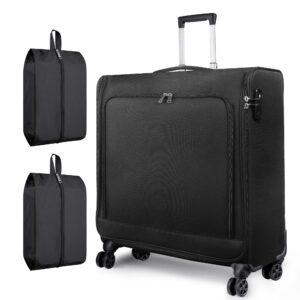 bukere rolling garment bags with wheels for travel, wheeled garment luggage bag with tsa locks for men and women, 4 spinner wheels, separate suit compartment, checked-large 26-inch suitcase