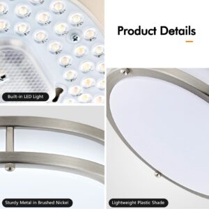 2-Pack 10Inch 30W Flush Mount LED Ceiling Light Fixtures, Ultra Bright 3200LM Dimmable 5CCT 2700K 3000K 4000K 5000K 6500K Ceiling Lights, Ceiling Lamps for Kitchen Bedroom Bathroom Stairwell, Nickel