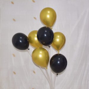 200 Pcs Black and Gold 5 Inch Balloons Metallic Chrome Gold Black Latex Thicken Small Balloon for Wedding Birthday Graduation Baby Shower Christmas Halloween Valentine’s Day Party Decorations