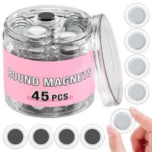 vndueey 45 pcs round whiteboard magnets, fridge magnet, dry board refrigerator magnets, magnets fridge decorative, small magnets teacher supplies for school, home, office(clear, 3cm/1.18in)