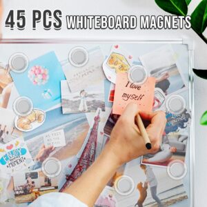 VNDUEEY 45 Pcs Round Whiteboard Magnets, Fridge Magnet, Dry Board Refrigerator Magnets, Magnets Fridge Decorative, Small Magnets Teacher Supplies for School, Home, Office(Clear, 3cm/1.18in)