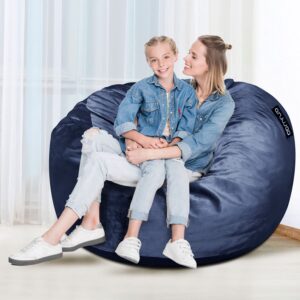 [Removable Cover] Bean Bag Chairs for Adult, Giant 4ft Memory Foam Bean Bag for Teens, Adults, Big Sofa Bean Bag Chairs, Giant Bean Bag Soft Fluffy Fur Bean Bag Chairs for Adults, Furnitures, Blue